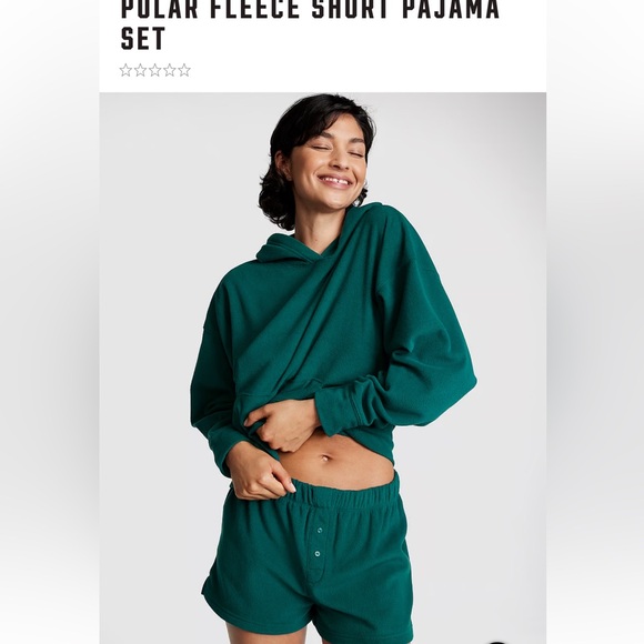 PINK by VS polar fleece short and hoodie pajama set green logo on back sz lg - Picture 11 of 12